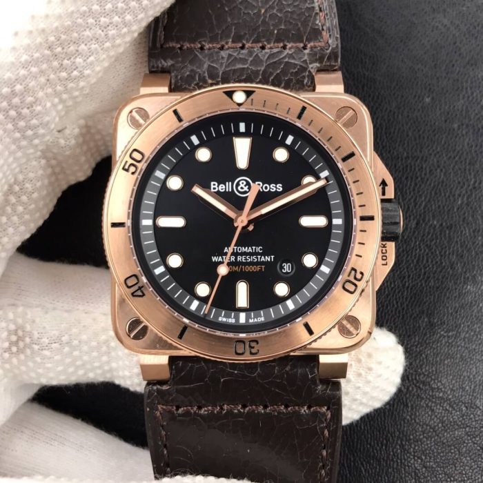 Replica Bell & Ross BR0392-D-BL-BR/SCA Gold Bezel - Image 1