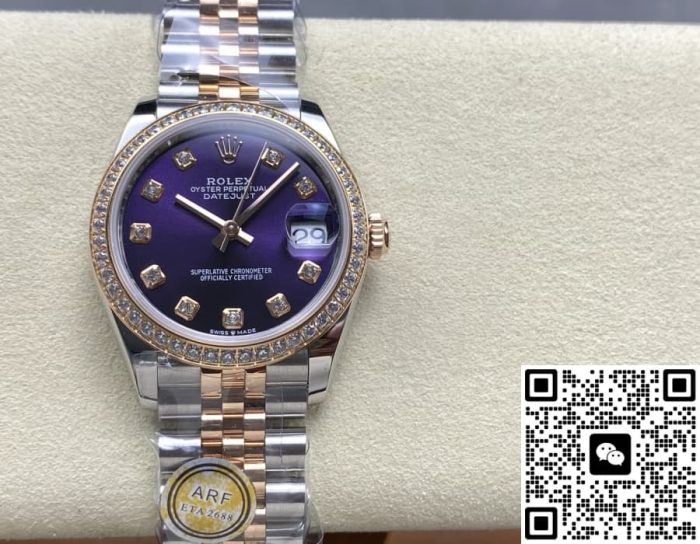 Replica Rolex ladies datejust m279381rbr-0015 AR Factory Purple with diamonds - Image 2