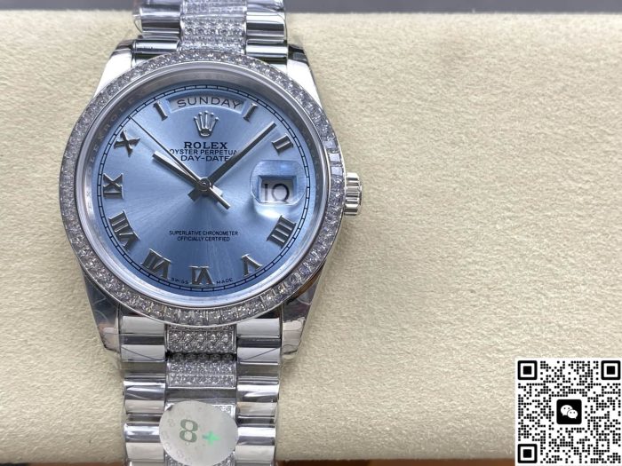 Replica Rolex Day-Date m118346-0044 8+ Factory Silver strap - Image 2