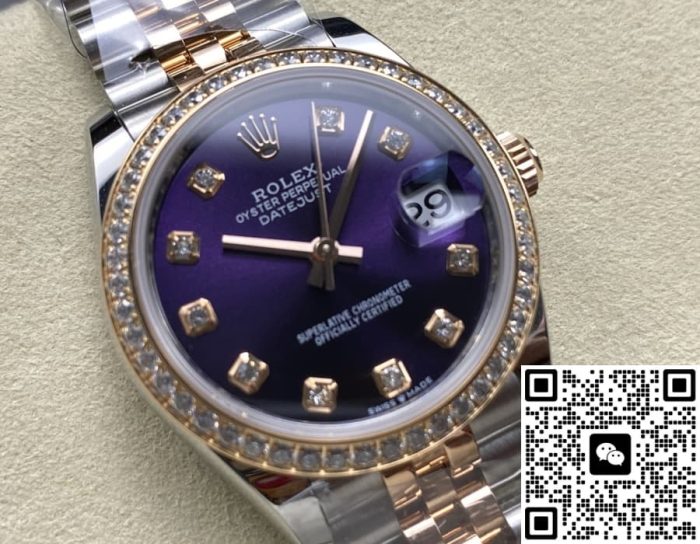 Replica Rolex ladies datejust m279381rbr-0015 AR Factory Purple with diamonds - Image 3