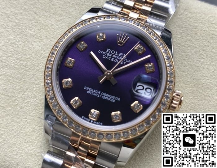 Replica Rolex ladies datejust m279381rbr-0015 AR Factory Purple with diamonds - Image 4