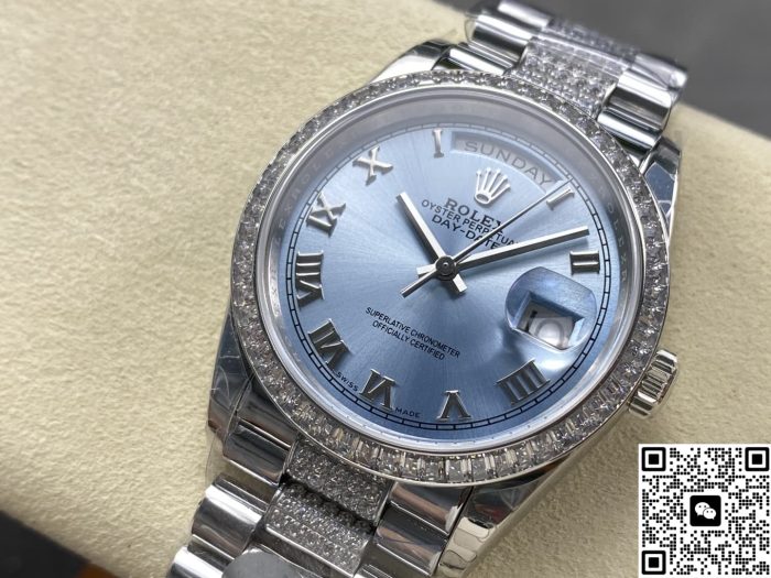 Replica Rolex Day-Date m118346-0044 8+ Factory Silver strap - Image 3