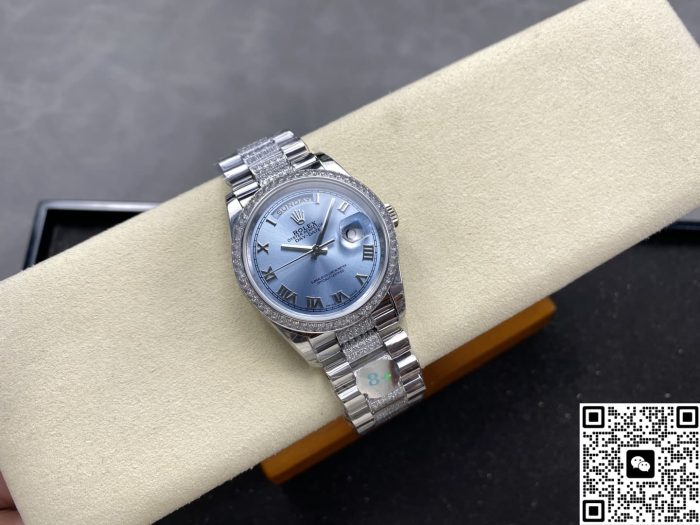 Replica Rolex Day-Date m118346-0044 8+ Factory Silver strap - Image 5