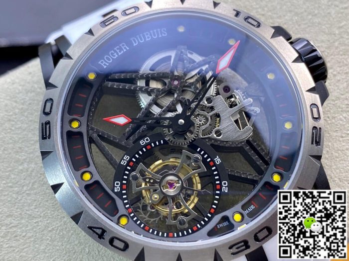 Replica Roger Dubuis Excalibur RDDBEX0549 BBR Factory Tourbillon White Leather Strap - Image 3
