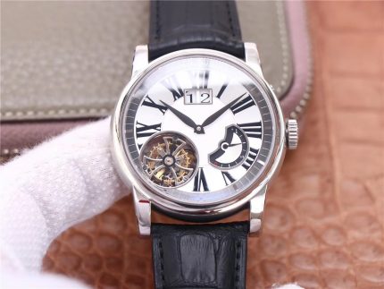 Replica Roger Dubuis Hommage Flying Tourbillon RDDBHO0568 JB Factory Black