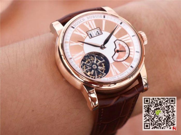 Replica Roger Dubuis Hommage Flying Tourbillon RDDBHO0568 JB Factory Pink - Image 11