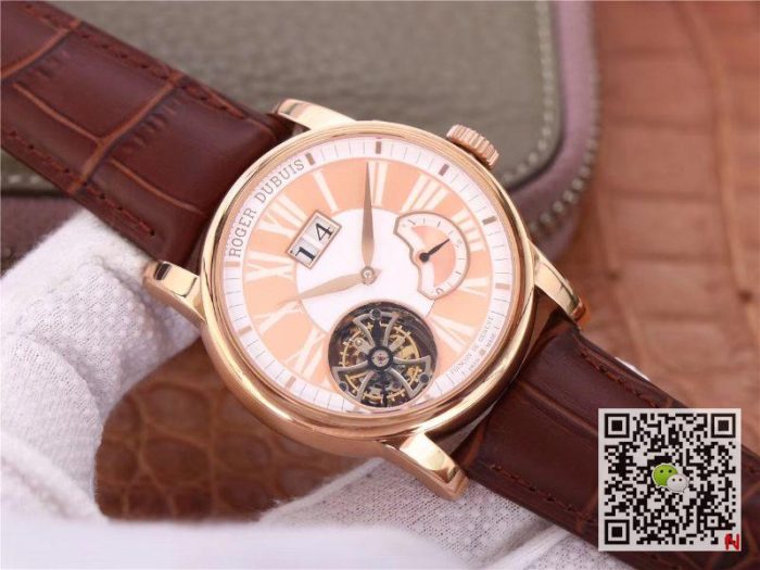 Replica Roger Dubuis Hommage Flying Tourbillon RDDBHO0568 JB Factory Pink - Image 3