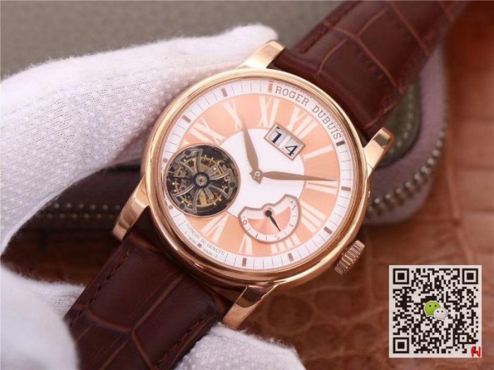 Replica Roger Dubuis Hommage Flying Tourbillon RDDBHO0568 JB Factory Pink - Image 4