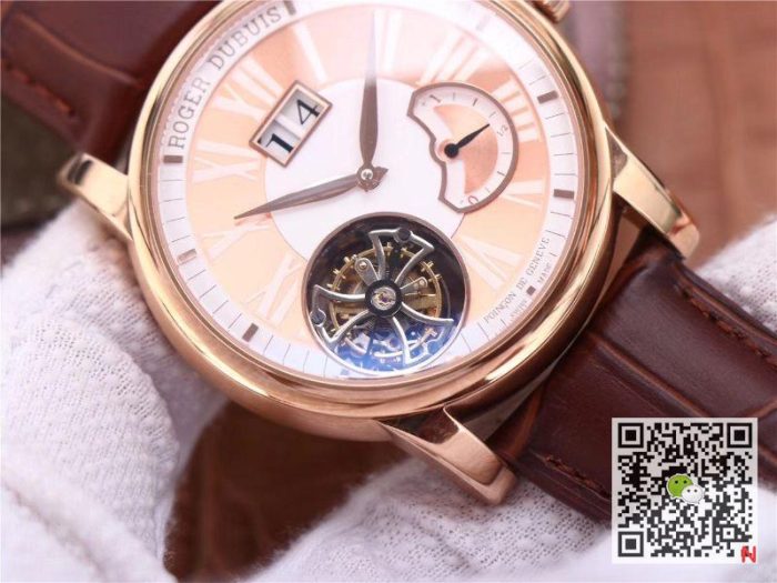 Replica Roger Dubuis Hommage Flying Tourbillon RDDBHO0568 JB Factory Pink - Image 9