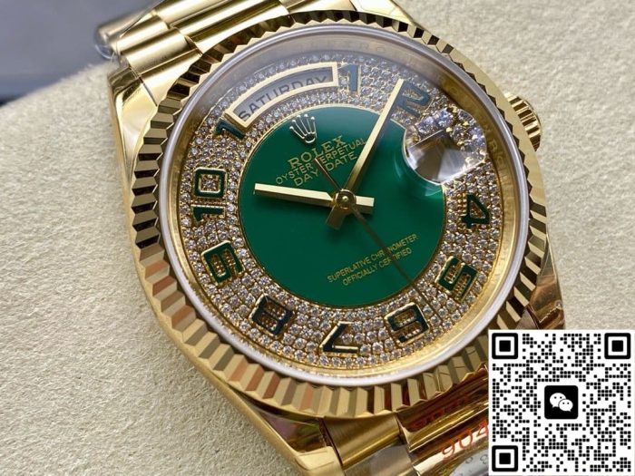 Replica Rolex Day-Date 118238 8+ Factory Green Dial with Diamonds - Image 2