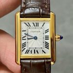 Replica Cartier Tank W1529856 F1 Factory Dark brown strap