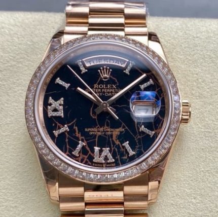 Replica Rolex Day-Date m128395tbr-0010 8+ Factory Black Dial