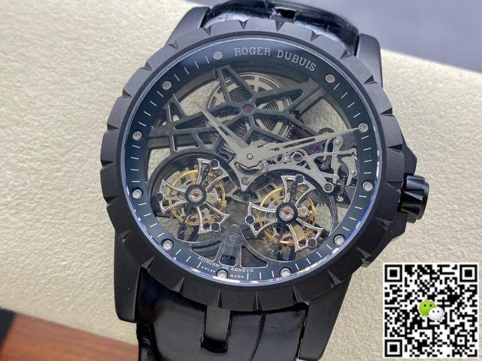 Replica Roger Dubuis Excalibur RDDBEX0364 YS Factory Tourbillon Black Leather Strap - Image 4