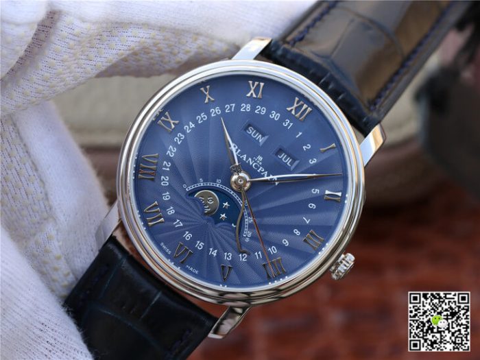 Replica Blancpain Villeret 6654-1529-55B OM Factory Dark Blue Strap - Image 4