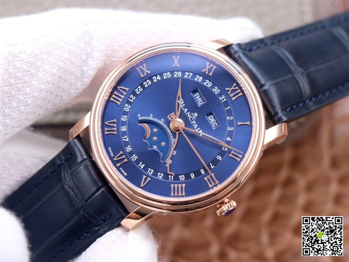 Replica Blancpain Villeret 6654-3640-55 OM Factory Blue Strap - Image 4