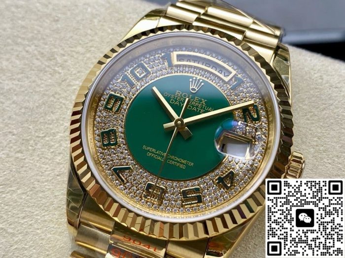 Replica Rolex Day-Date 118238 8+ Factory Green Dial with Diamonds - Image 4