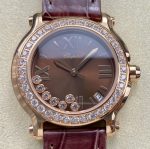 Replica Chopard HAPPY DIAMONDS 277473-5008 YF Factory Dark brown strap