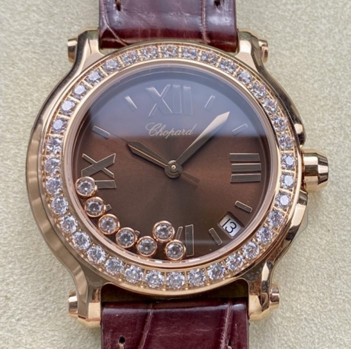 Replica Chopard HAPPY DIAMONDS 277473-5008 YF Factory Dark brown strap - Image 1