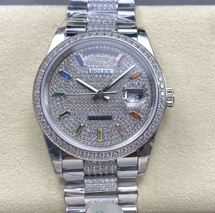 Replica Rolex Day-Date m128349rbr-0012 8+ Factory Pave diamonds - Image 1