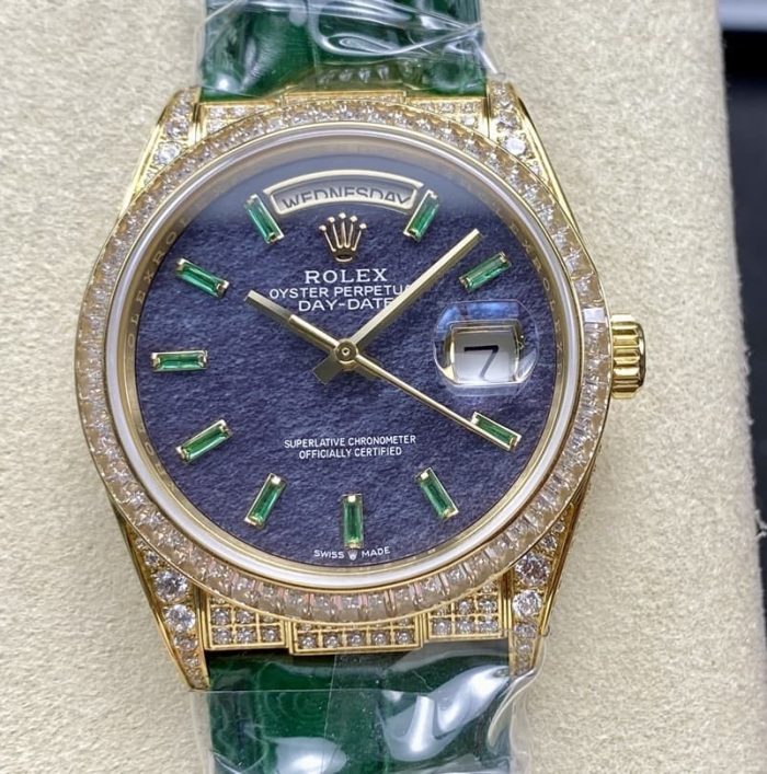 Replica Rolex Oyster Perpetual 128455TBR 8+ Factory Purple dial - Image 1