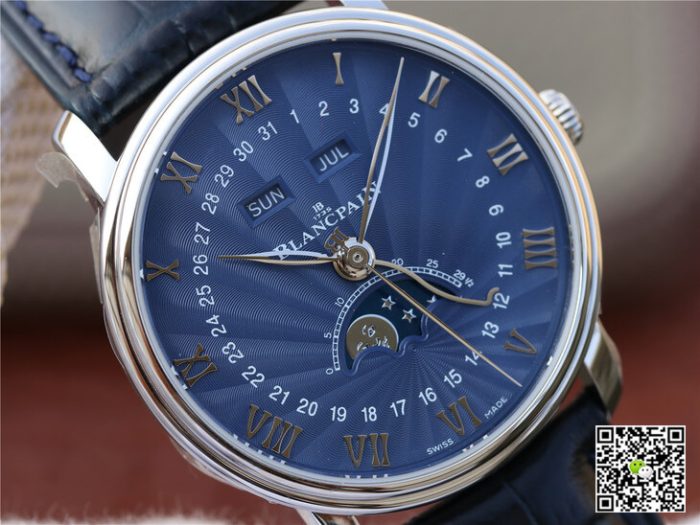 Replica Blancpain Villeret 6654-1529-55B OM Factory Dark Blue Strap - Image 5