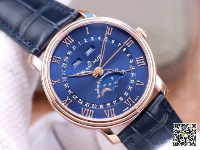 Replica Blancpain Villeret 6654-3640-55 OM Factory Blue Strap - Image 5