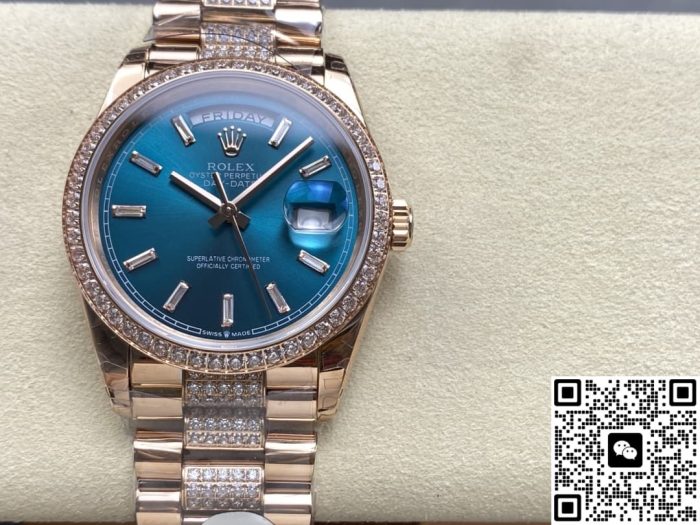 Replica Rolex Day-Date m128345rbr-0084 8+ Factory Blue green dial - Image 2