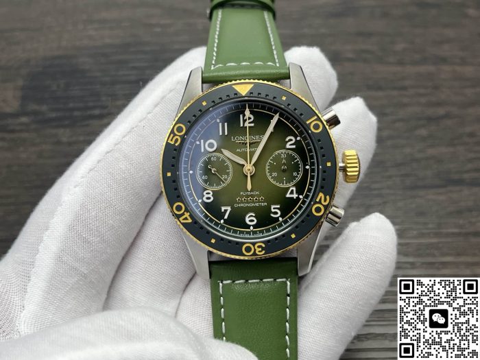 Replica Longines Spirit L3.821.5.53.2 LG Factory Green strap - Image 3