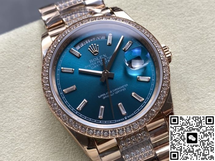 Replica Rolex Day-Date m128345rbr-0084 8+ Factory Blue green dial - Image 3
