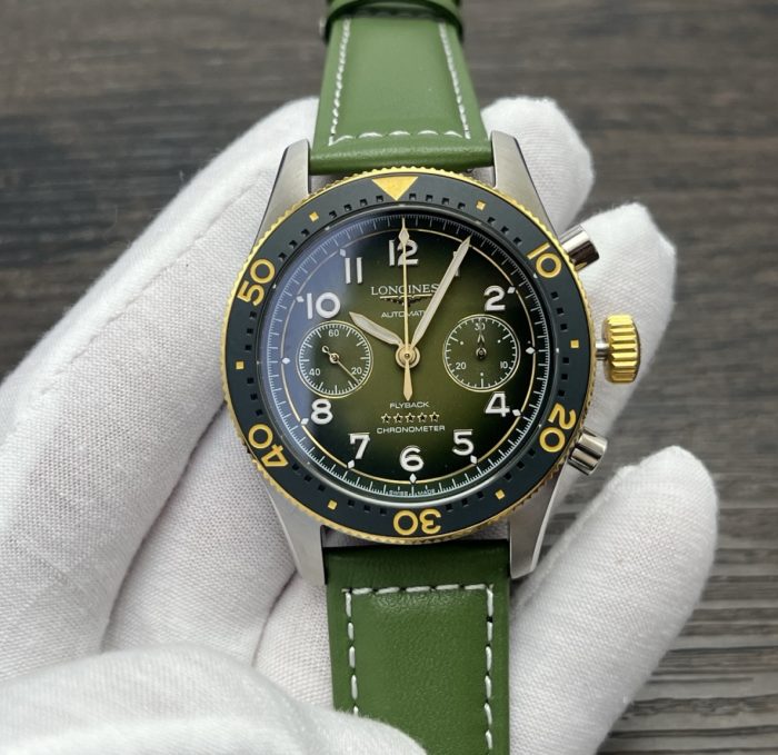 Replica Longines Spirit L3.821.5.53.2 LG Factory Green strap - Image 1