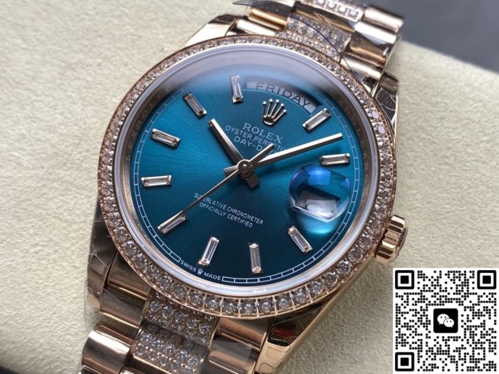 Replica Rolex Day-Date m128345rbr-0084 8+ Factory Blue green dial - Image 4