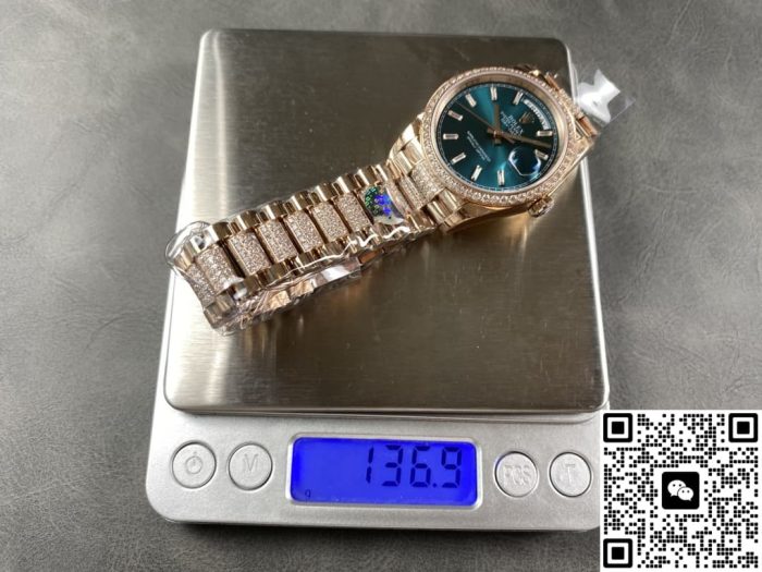 Replica Rolex Day-Date m128345rbr-0084 8+ Factory Blue green dial - Image 10