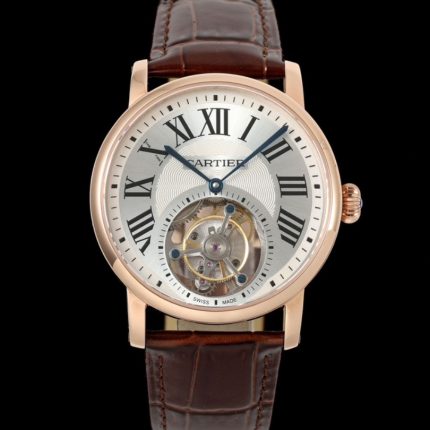 Replica Cartier Ronde De W1556219 RMS Factory Tourbillon Brown strap