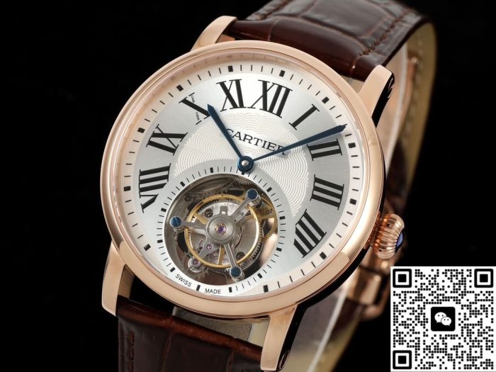 Replica Cartier Ronde De W1556219 RMS Factory Tourbillon Brown strap - Image 3