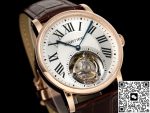 Replica Cartier Ronde De W1556219 RMS Factory Tourbillon Brown strap - Image 6