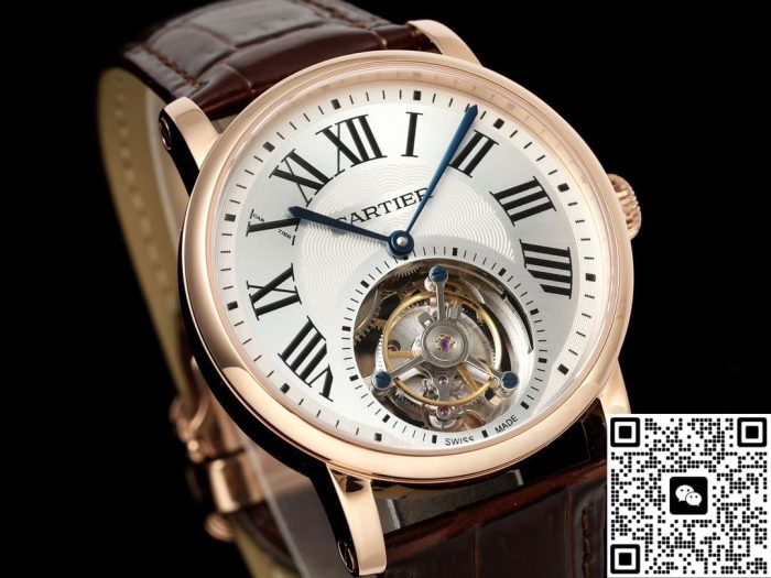 Replica Cartier Ronde De W1556219 RMS Factory Tourbillon Brown strap - Image 6