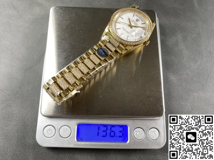Replica Rolex Day-Date m128348rbr-0048 8+ Factory Diamond bezel - Image 10