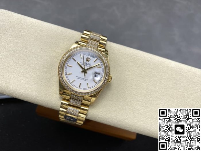Replica Rolex Day-Date m128348rbr-0048 8+ Factory Diamond bezel - Image 11