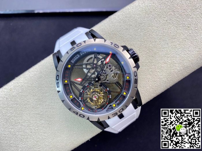Replica Roger Dubuis Excalibur RDDBEX0549 BBR Factory Tourbillon White Leather Strap - Image 7