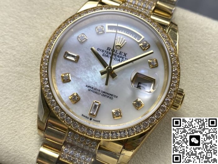 Replica Rolex Day-Date m128348rbr-0019 8+ Factory Diamond hour markers - Image 4
