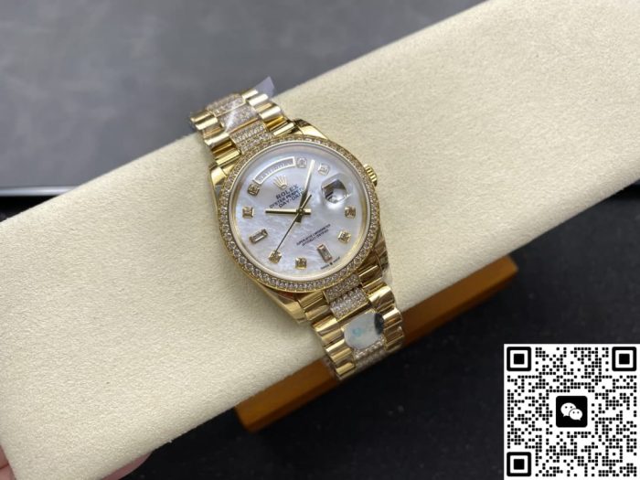 Replica Rolex Day-Date m128348rbr-0019 8+ Factory Diamond hour markers - Image 5