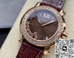 Replica Chopard HAPPY DIAMONDS 277473-5008 YF Factory Dark brown strap - Image 4