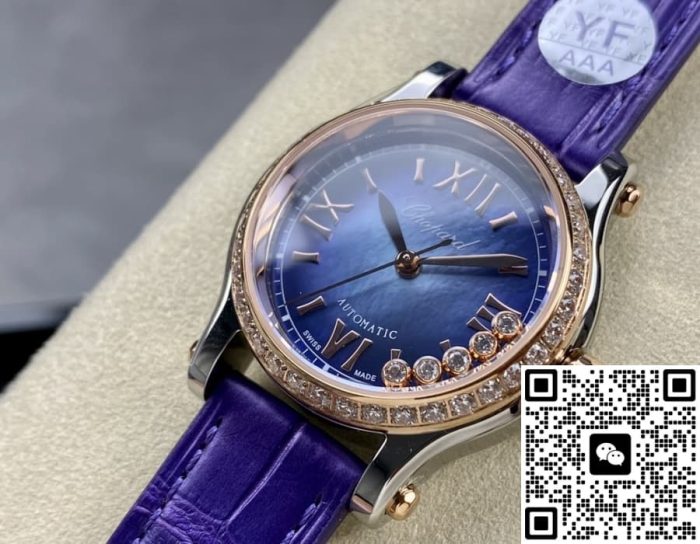 Replica Chopard HAPPY SPORT 278578-6004 YF Factory Alligator leather strap - Image 3