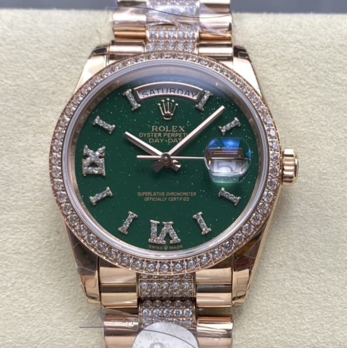 Replica Rolex Day-Date M128345RBR-0069 8+ Factory Green Dial - Image 1