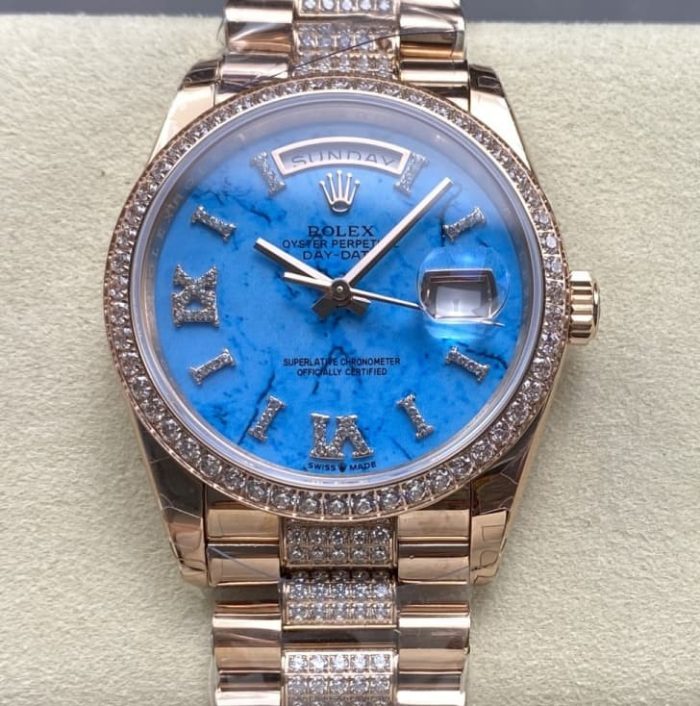 Replica Rolex Day-Date m128345rbr-0065 8+ Factory Turquoise dial - Image 1