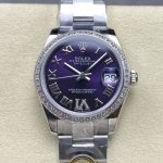 Replica Rolex Datejust m278384rbr-0029 AR Factory Eggplant purple dial