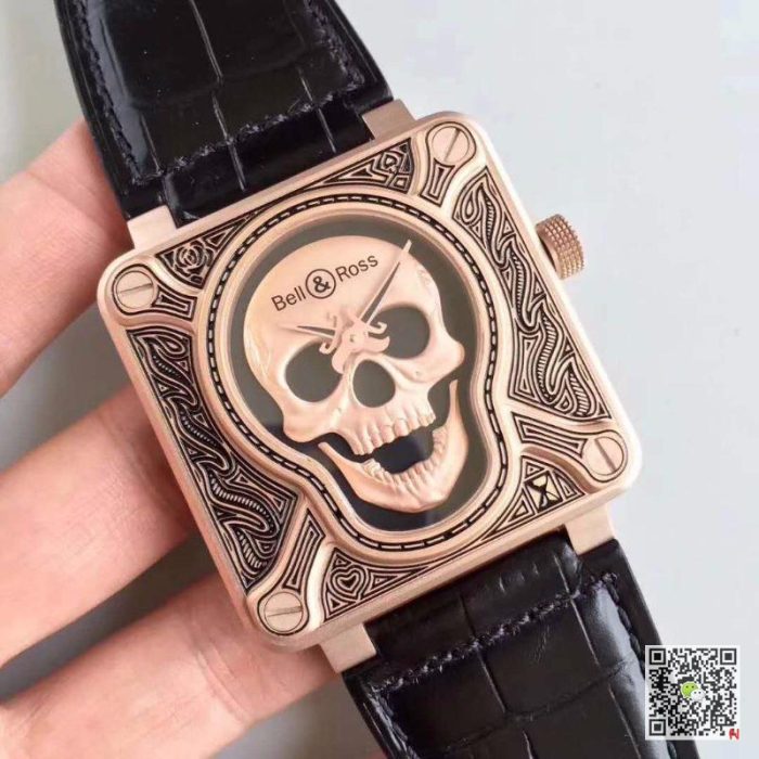 Replica Bell & Ross BR 01 Skull Bronze Rose Gold and Black Dial - Image 3