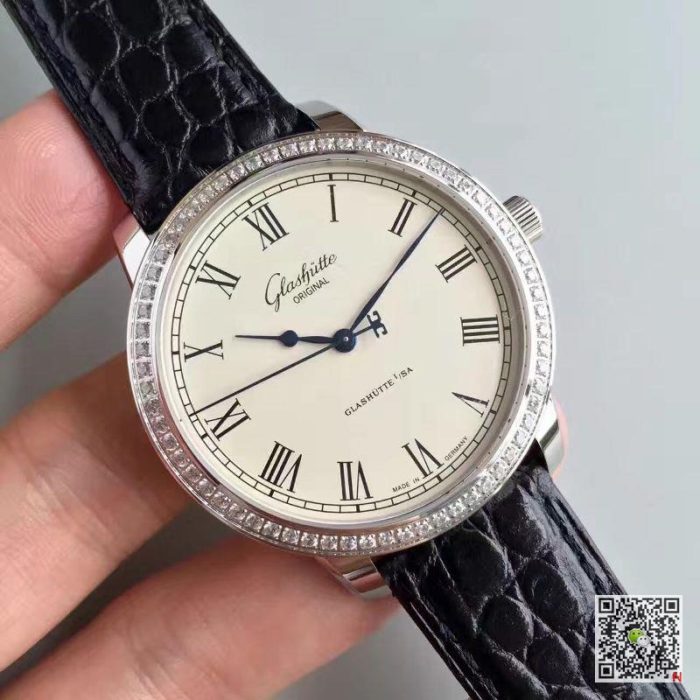 Replica Glashutte Original Senator Excellence V4 1-39-52-01-02-04 FK Factory Diamond Bezel White Dial - Image 3