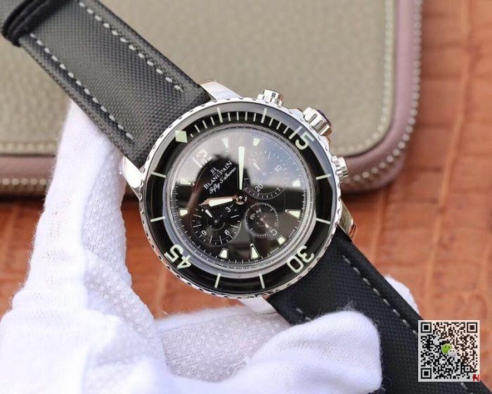 Replica Blancpain Fifty Fathoms Chronographe Flyback 5085F-1130-52A OM Factory Black Nylon Strap Black Dial - Image 3