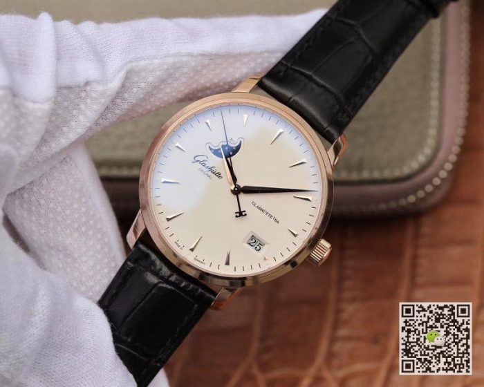 Replica Glashutte Original Senator 1-36-04-04-02-01 Moonphase 18K Rose Gold White Dial - Image 4